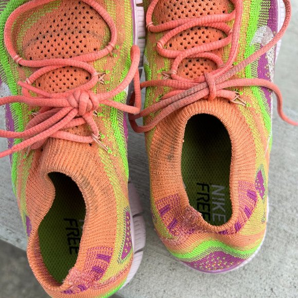 Nike Free 5.0 Flyknit Women's Size 8 Running Shoe Rainbow Atomic Pink - Picture 7 of 9